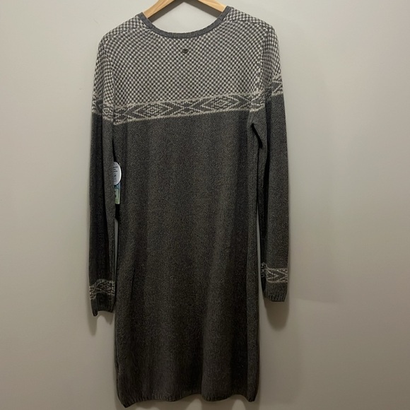 Sherpa Fair Isle Long Sleeve Sweater Midi MAYA Texture Dress Gray women L - Picture 12 of 12